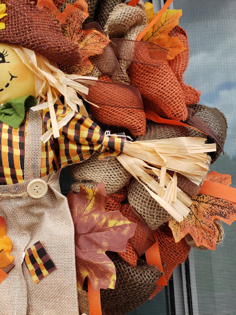 Scarecrow Burlap Fall Wreath image 3