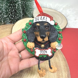 Personalised Dachshund Christmas Decoration, Sausage Dog Christmas Ornament, Gift for dog lover, Personalised Dog Ornament, Christmas 2024