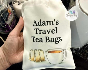 Personalised Handbag Tea Bags Pouch, Tea Bag Bag,  Travel Tea Bag Holder,  Emergency Tea Bags Pouch, Tea Bag Storage, Gift for Mum