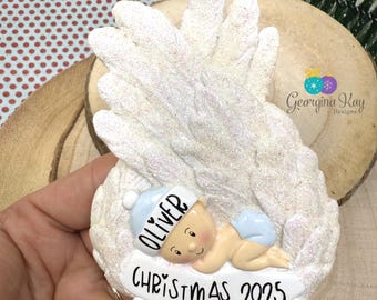 Christmas in Heaven Ornament Blue , Angel Baby Memorial Keepsake, Christmas Bauble 2025