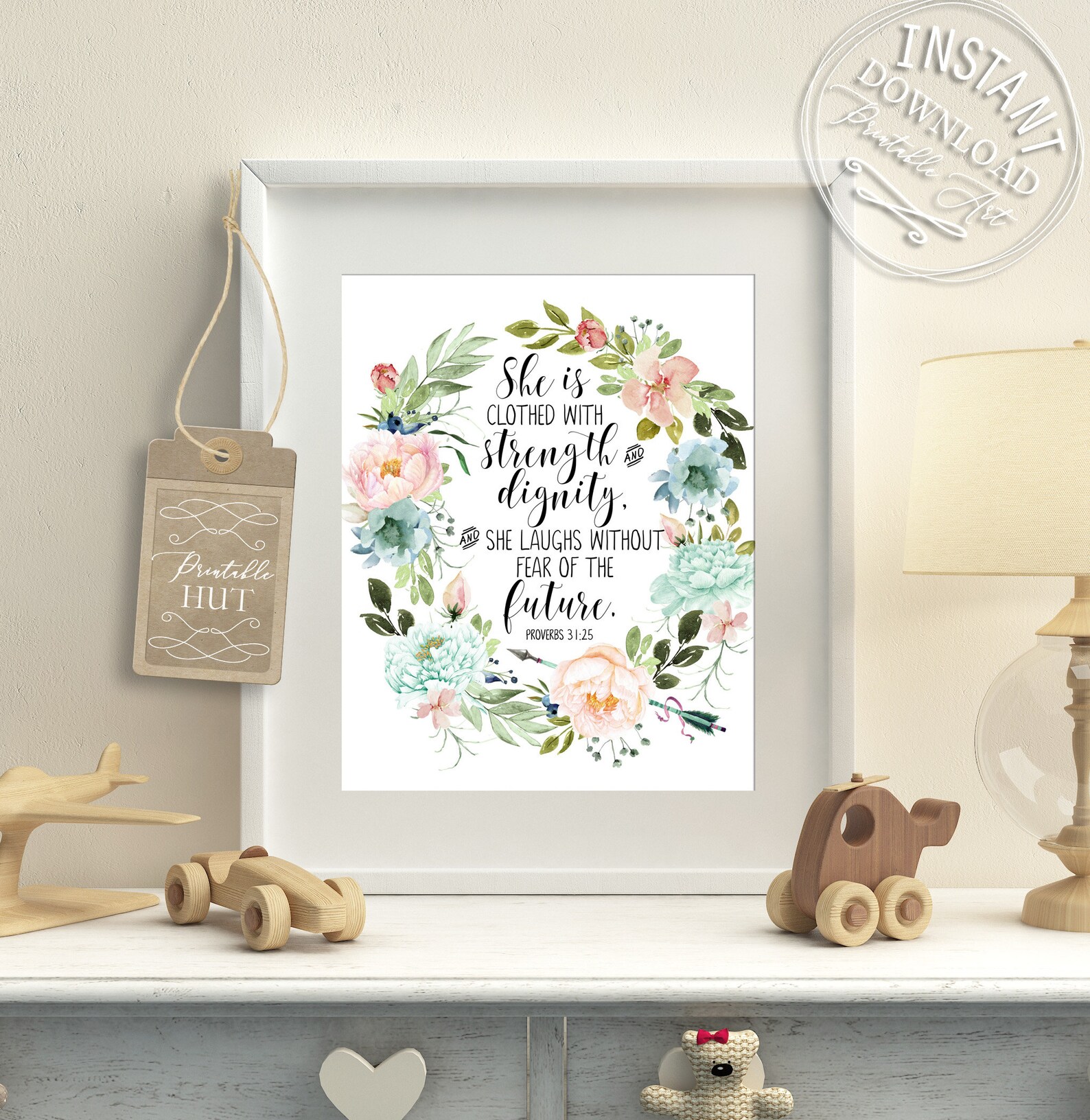 Bible verse wall art Proverbs 31 25 Printable Christian Etsy