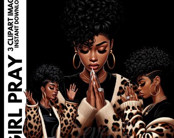 Girl Pray Clipart|Praying Woman| Instant Download