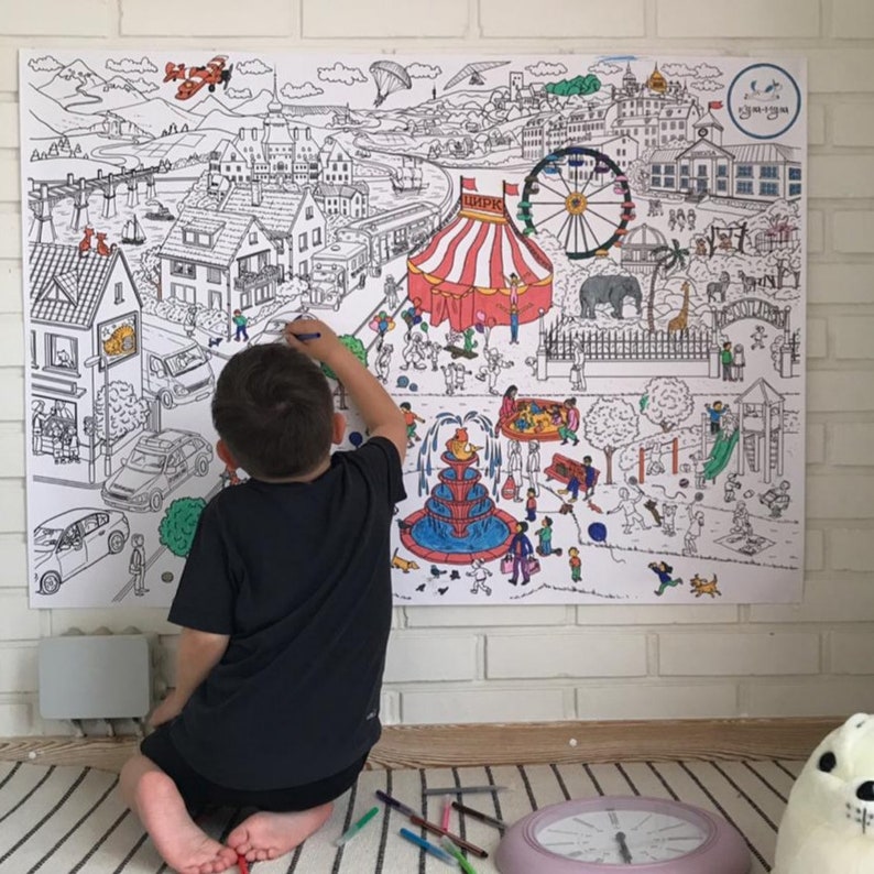 Download Removable Wallpaper City Adult Coloring Books Giant Etsy