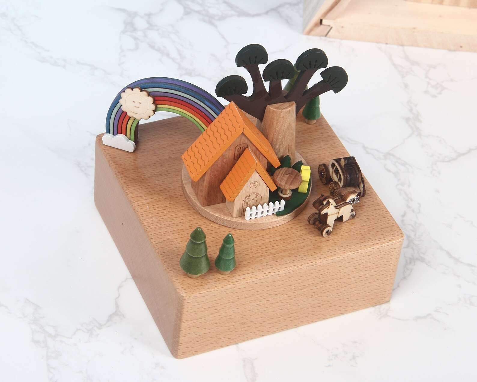 Wooden Music Box Custom Music Box Rainbow House Vintage Etsy