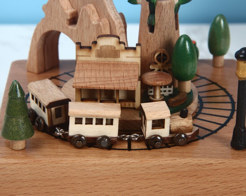 Custom Music Box Wooden Music Box Train Station Vintage Etsy