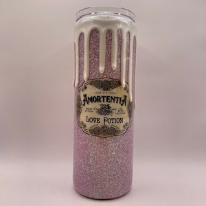 Love Potion tumbler, glitter tumbler, stainless steel tumbler, epoxy tumbler and lid