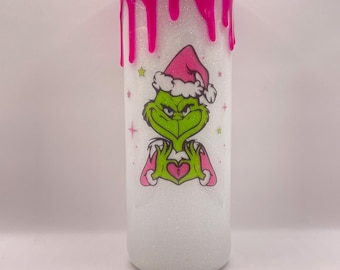 Christmas inspired glitter mug, Glitter Tumbler, tumbler travel mug, Grinch mug, travel coffee cup, Christmas tumbler, drip mug