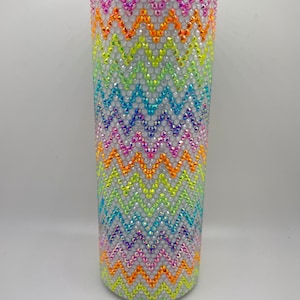 Glow in the Dark Rainbow Rhinestone Bling Stainless Steel Tumbler- Rhinestone Tumbler- Bling Tumbler- Crystal Tumbler