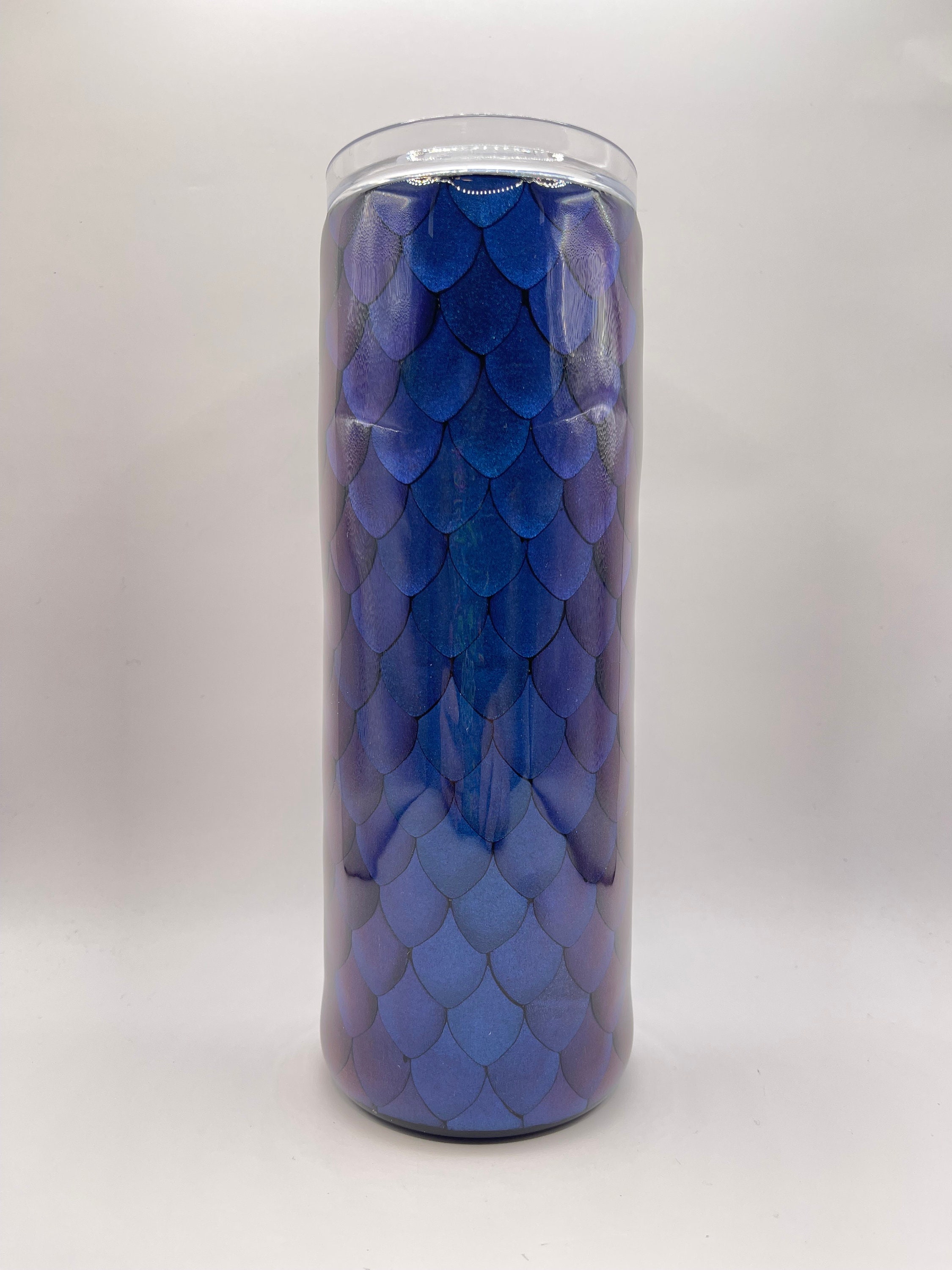 Color Shifting Dragon Scale Tumbler Blue/Violet, scale tumbler, color shifting tumbler, double wall insulated tumbler, epoxy tumbler