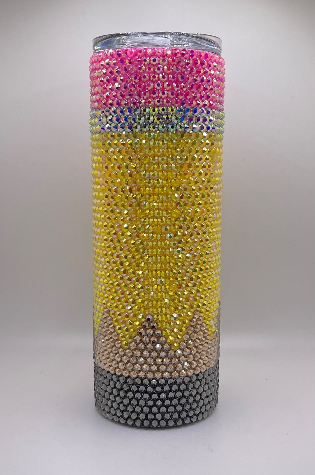 Pencil Themed Rhinestone Bling Stainless Steel Tumbler Rhinestone