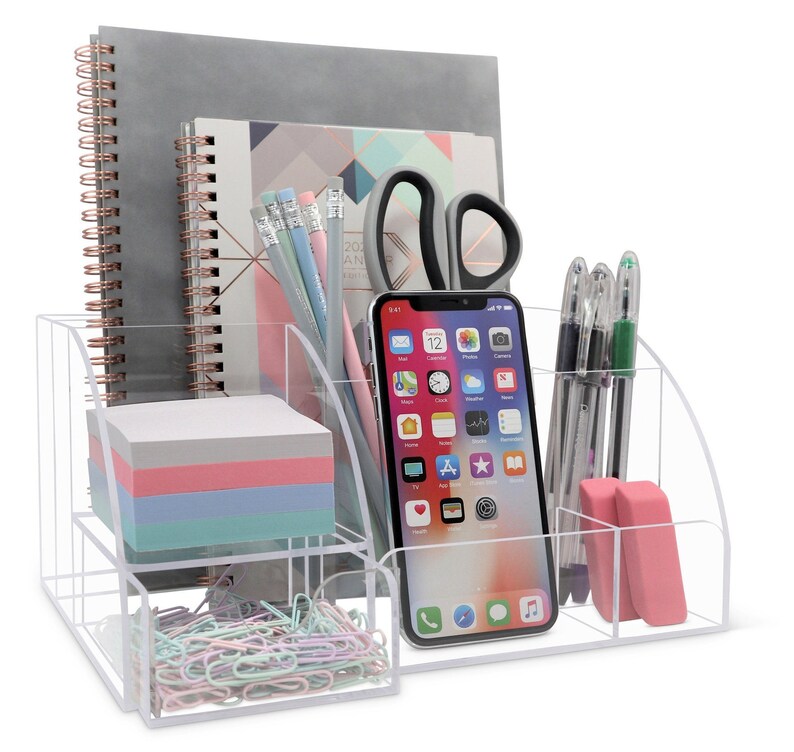 Acrylic Office Desk Organizer Desk Supplies Organizer Office Etsy