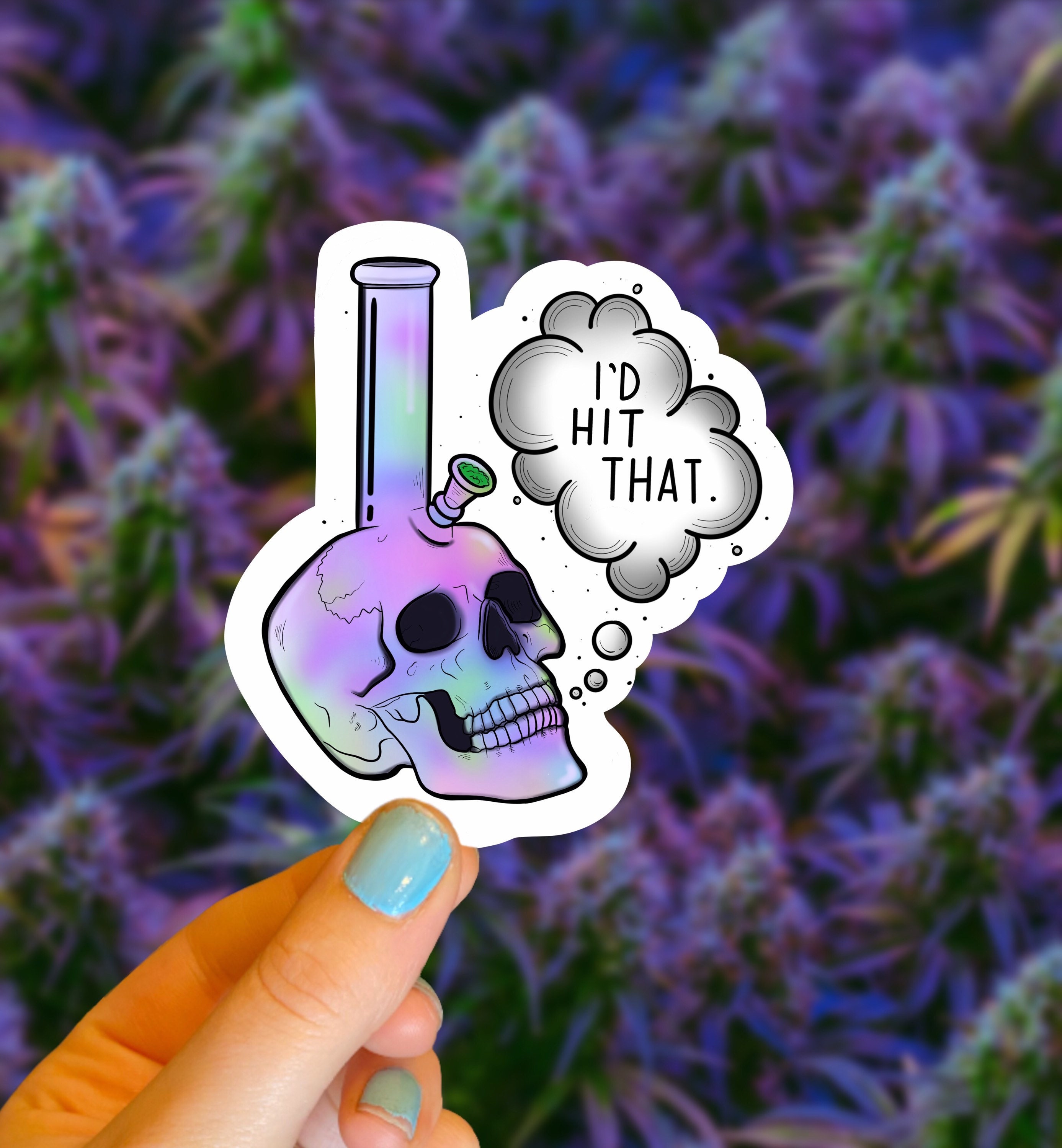 Funny Marijuana Water Pipe Bong Sticker Etsy