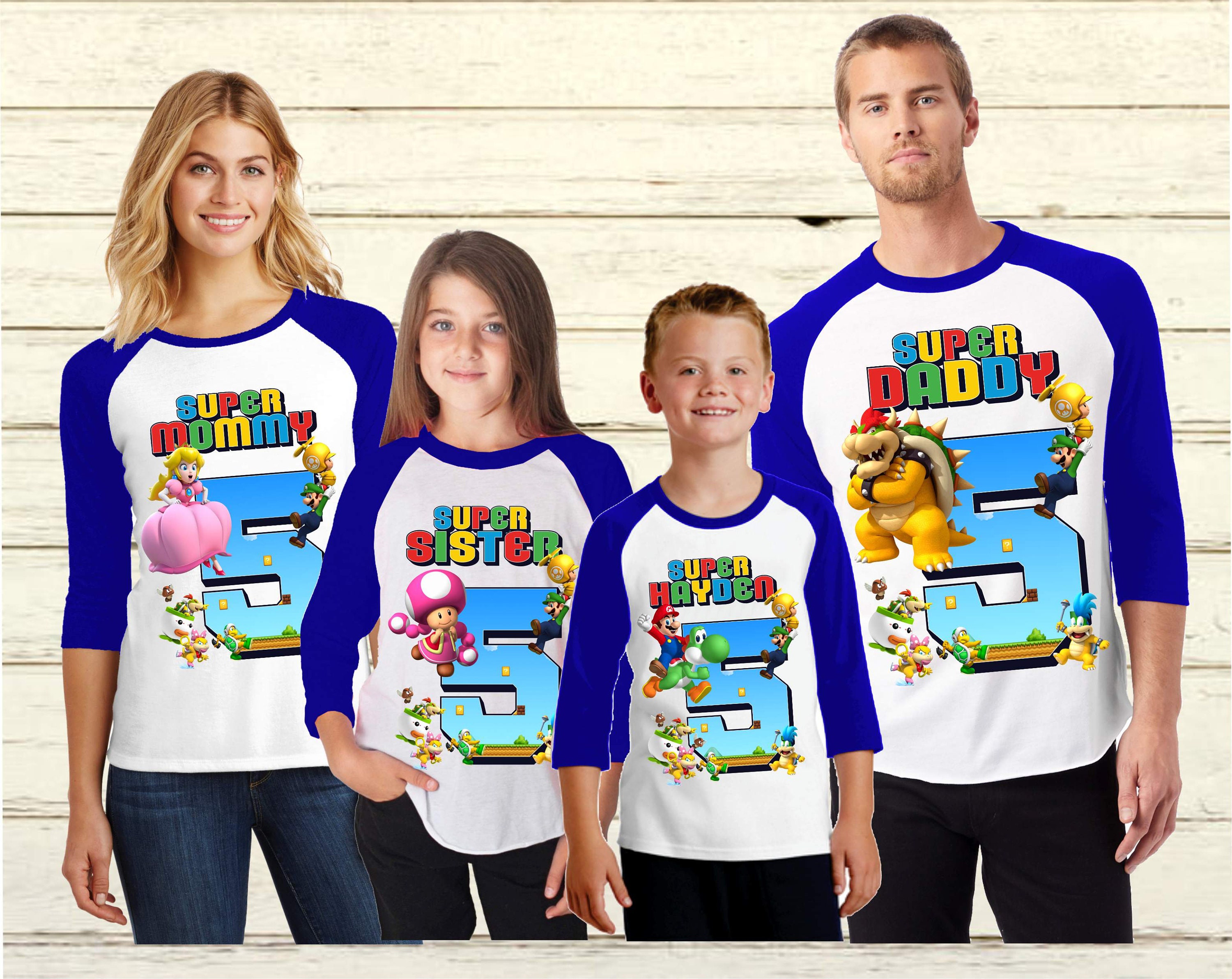 Super Mario Family Shirt Super Mario Birthday shirt Mario Etsy