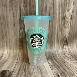 CUSTOM TURQUOISE Confetti Color Changing Cold Reusable Starbucks Cup image 2