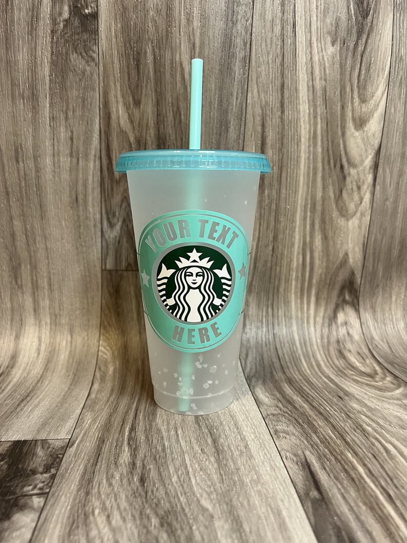 CUSTOM TURQUOISE Confetti Color Changing Cold Reusable Starbucks Cup image 2