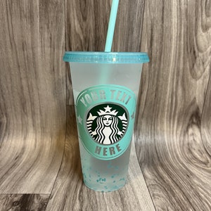 CUSTOM TURQUOISE Confetti Color Changing Cold Reusable Starbucks Cup image 1