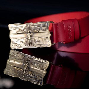 Handmade Ukrainian Spirit Leather Belt, Russian Warship Statement Piece for Men