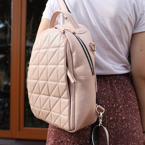 Leather Laptop Backpack, Handmade Travel Bag, Convertible Backpack, Work Bags Women, 12 Color Options