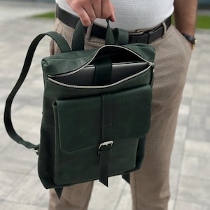 Leder Laptop-Rucksack, College-Rucksack für Frauen oder Männer, Crazy Horse Leder Rucksack, personalisierte Schultasche