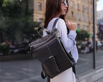 Leather Convertible Backpack Tote, Women&#39;s Laptop Bag, Shopper Bag, Women&#39;s Bag, Stylish Backpack