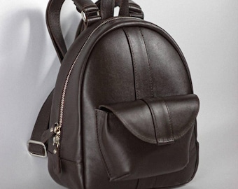 Handmade Leather Mini Backpack, Soft Genuine Leather Bag for Women, Casual Small Rucksack, Vintage Look Purse with Pockets