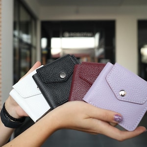 Zipper Leather Purse Wallet, Personalized Women's Wallet, Slim Leather Wallet, Customized Leather Purse, Gift for Her
