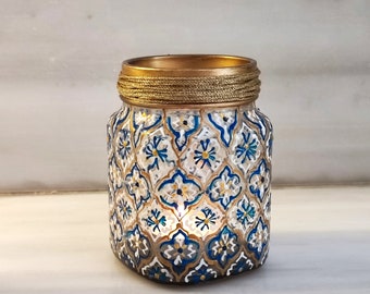 Moroccan seamless pattern vase - Quadrangle glass candle holder