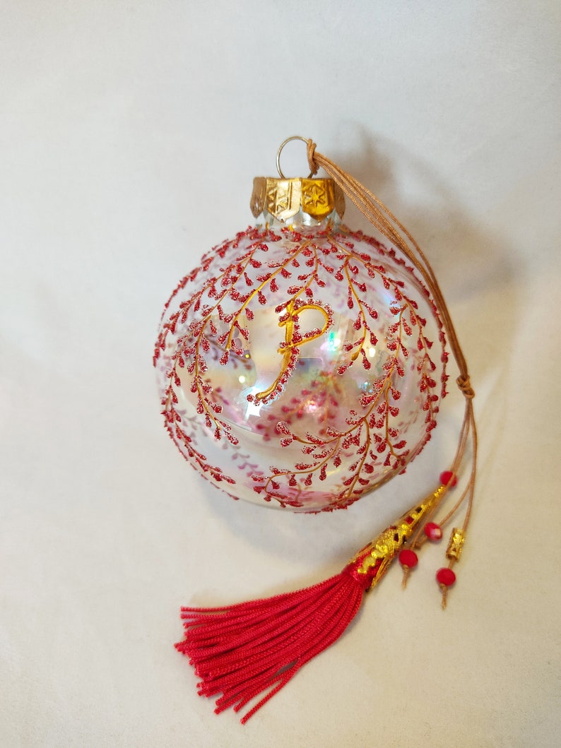 Glass Hanging Ornament Red Leaf Strings Christmas Bauble - Etsy Canada