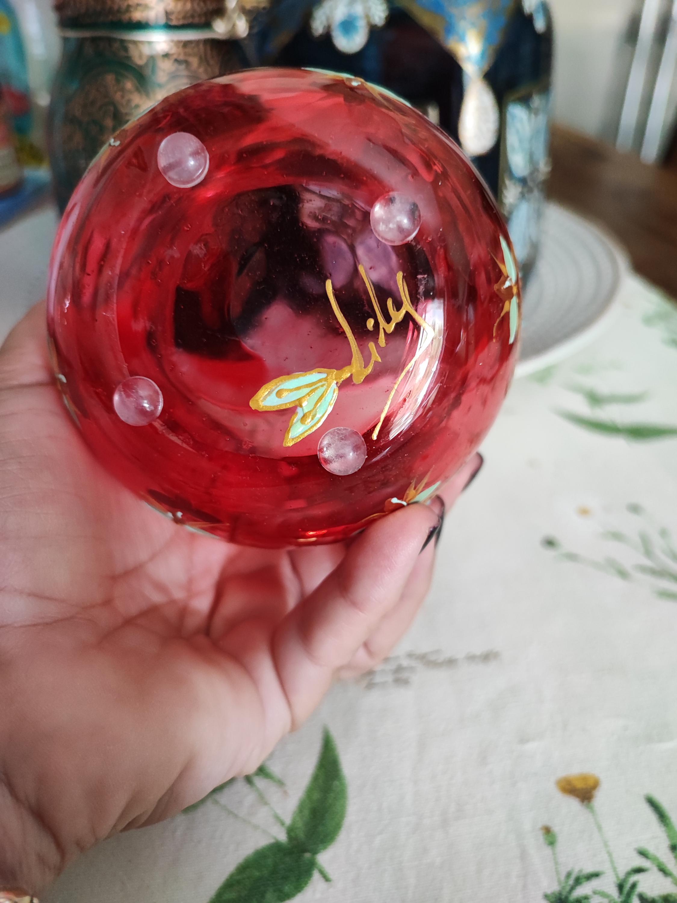 Rose and Gold Hand Painted Glass Vase - Wide Rim Candle Holder - Etsy