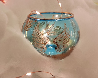 Angel Wings Hand painted candle holder - Christmas decoration gift