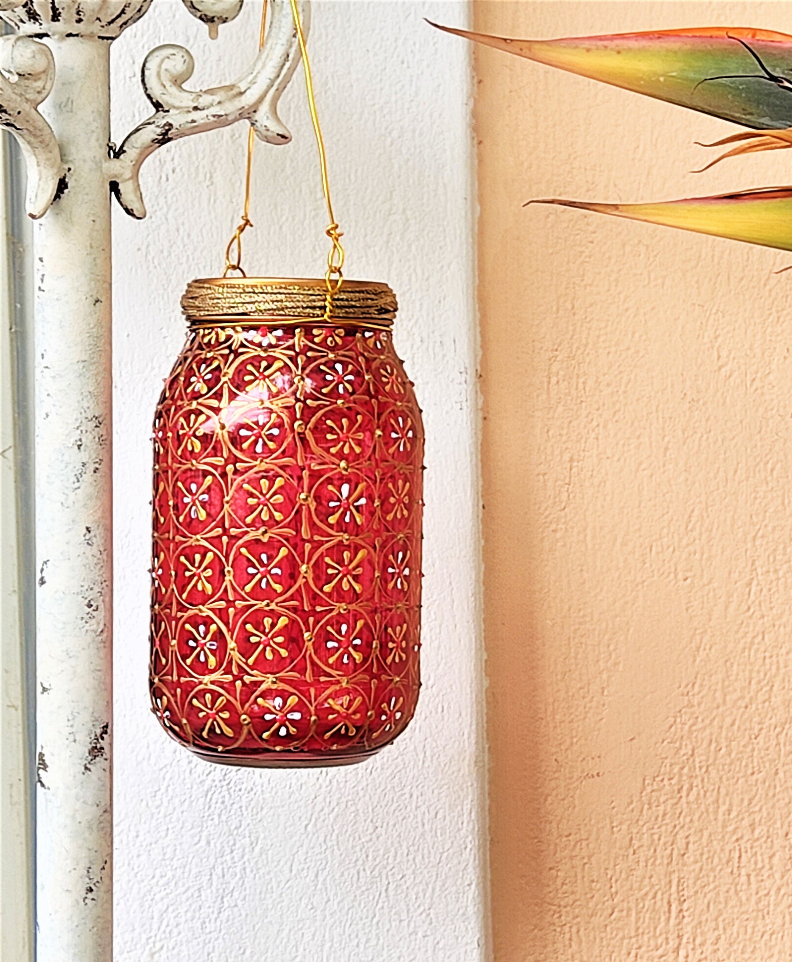 Bohemian hanging candle lantern Sofa table centerpiece Etsy