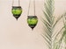 Light Green Glass Hanging Lantern with Pewter decorative ironwork - Patio & Garden decor 