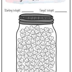 A4 Printable Mason Jar Weight Loss trackers 1 Pierre 2 Pierre 4 Pierre 100lbs Aquarelle image 3