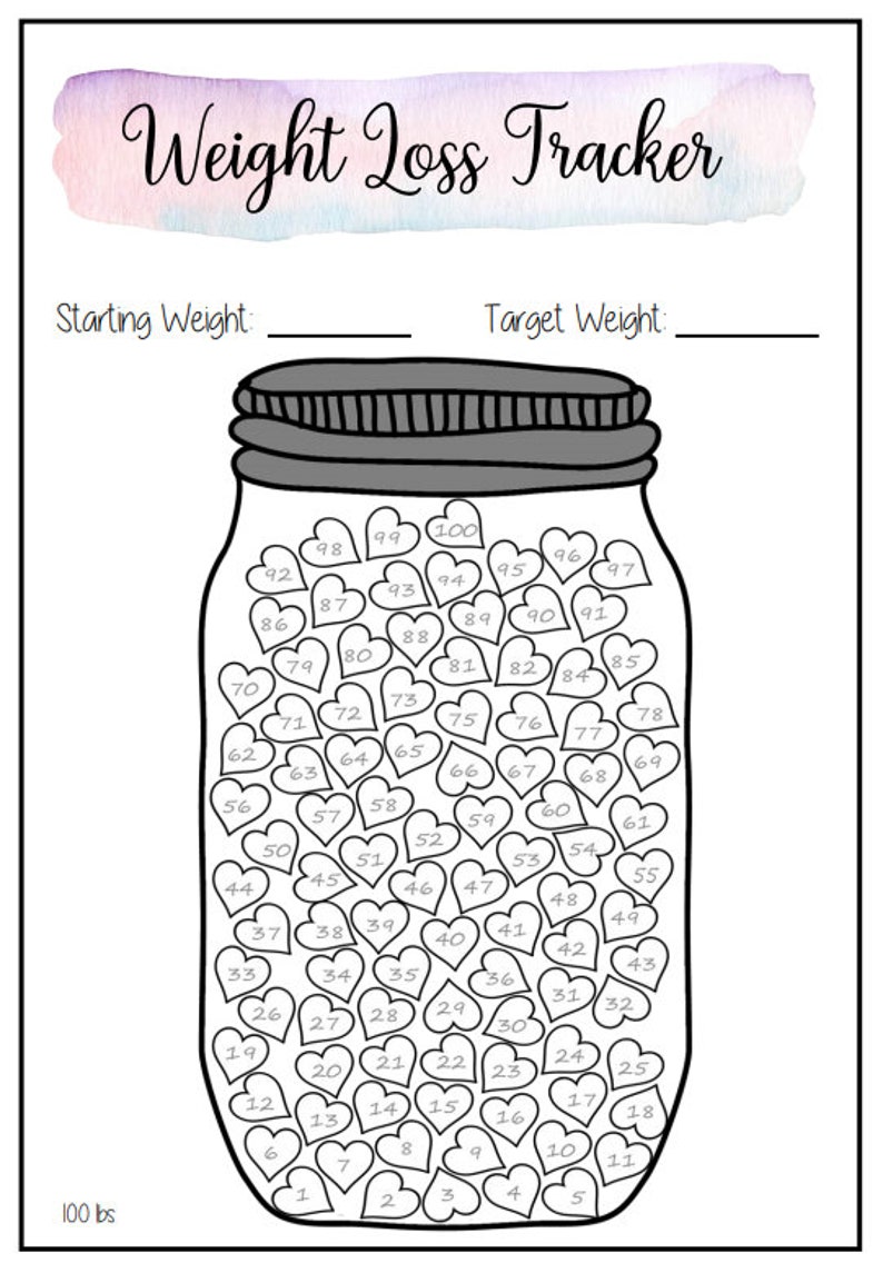 A4 Printable Mason Jar Weight Loss Trackers 1 Stone 2 Stone 4 Stone ...