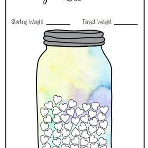 A4 Printable Mason Jar Weight Loss trackers 1 Pierre 2 Pierre 4 Pierre 100lbs Aquarelle image 4