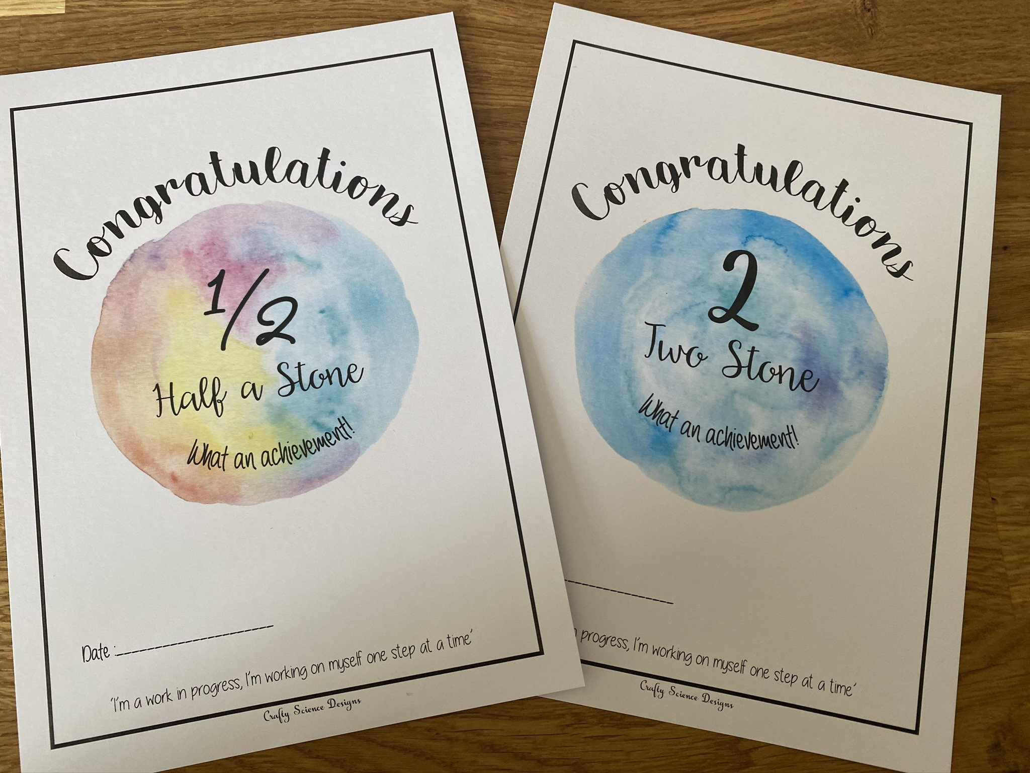 Weight Loss Print at Home Certificates 1/2 Stone - 10 Stone ...