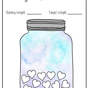 A4 Printable Mason Jar Weight Loss trackers 1 Pierre 2 Pierre 4 Pierre 100lbs Aquarelle image 5