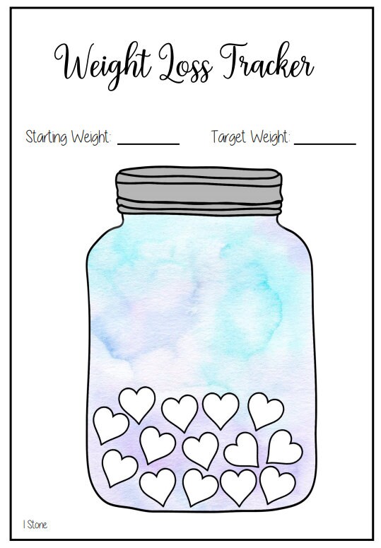 A4 Printable Mason Jar Weight Loss Trackers 1 Stone 2 Stone 4 Stone ...