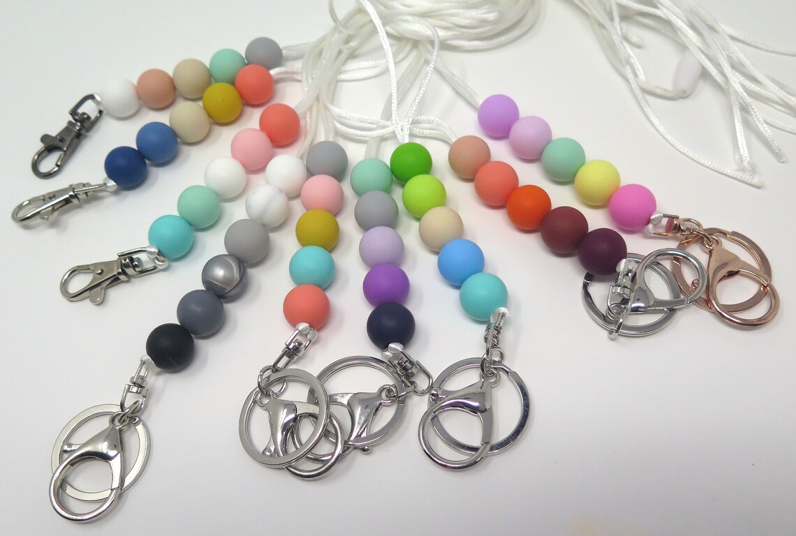 Silicone Bead Lanyard Colourful teacher Lanyard Id Lanyard Etsy
