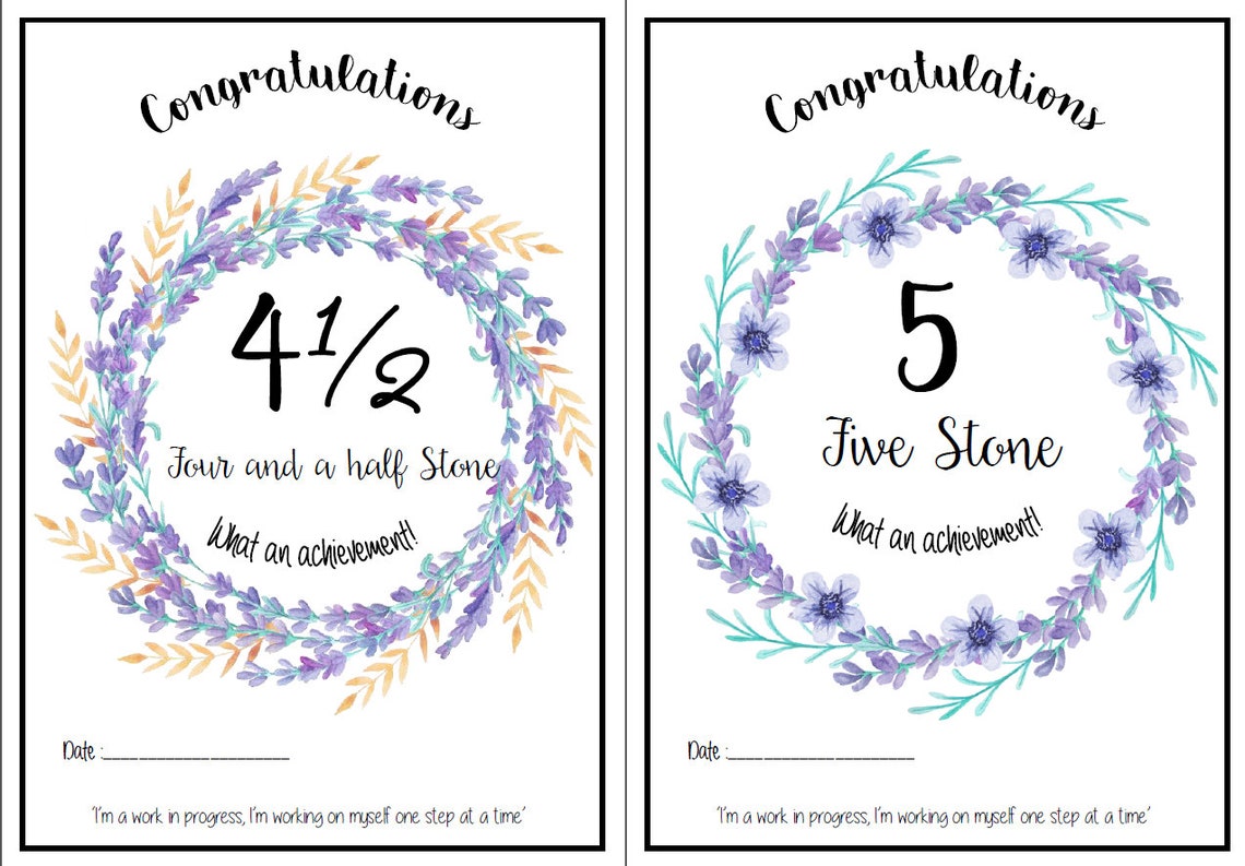 Weight Loss Print at Home Certificates 1/2 Stone 10 Stone - Etsy