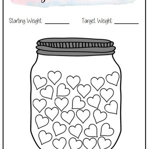 A4 Printable Mason Jar Weight Loss trackers 1 Pierre 2 Pierre 4 Pierre 100lbs Aquarelle image 2