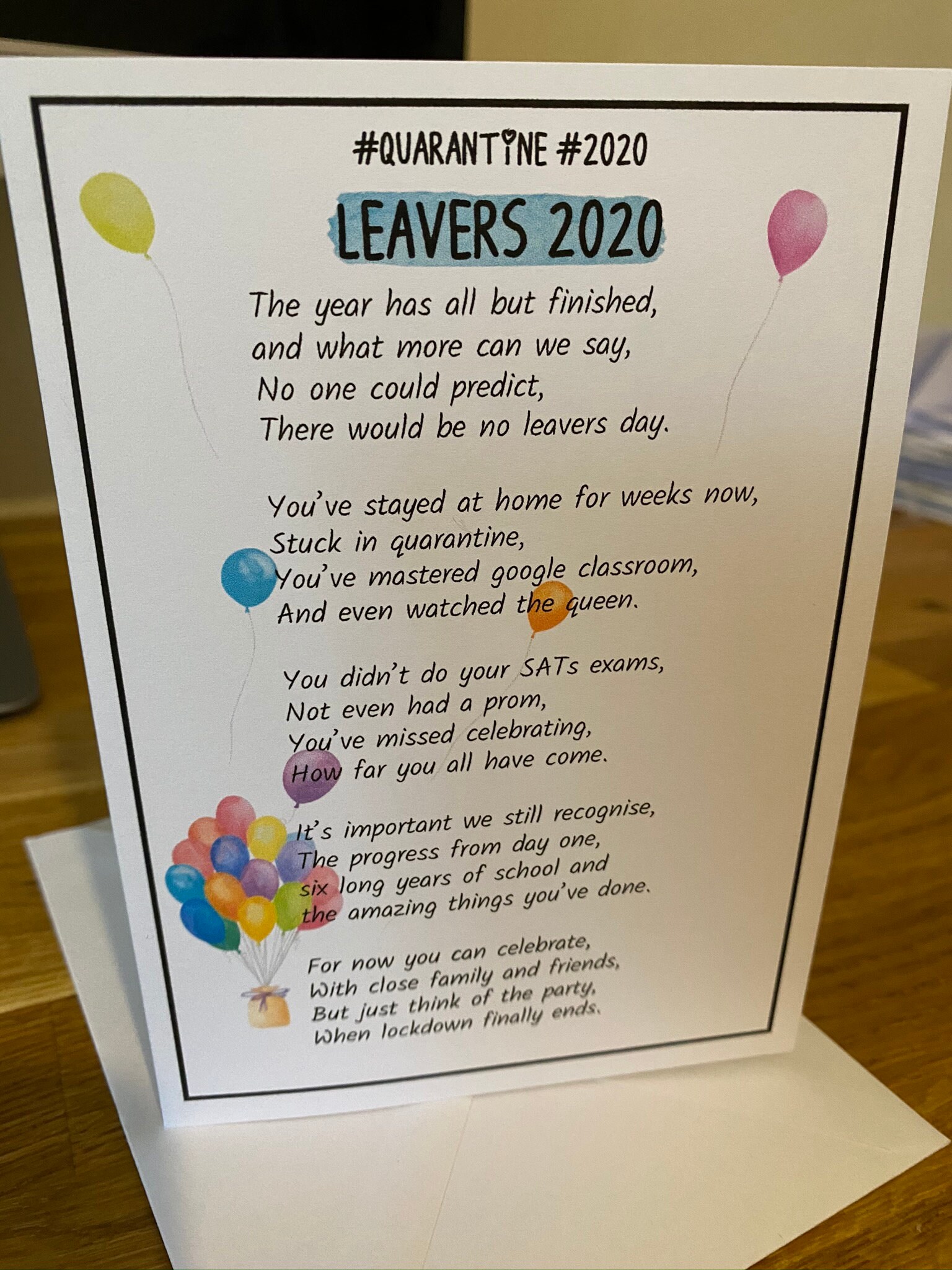Junior Leavers Card With Poem Year 6 Graduation Leaving Etsy