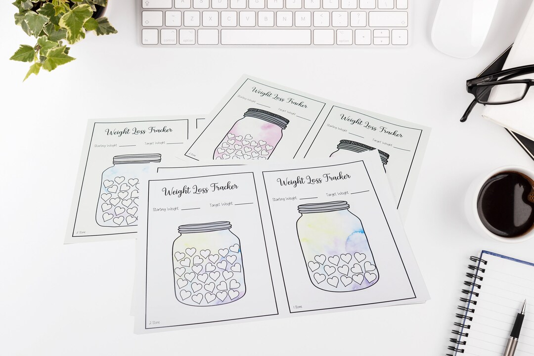 A4 Printable Mason Jar Weight Loss Trackers 1 Stone 2 Stone 4 Stone ...