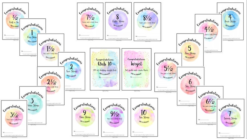 Weight Loss Print at Home Certificates 1/2 Stone - 10 Stone ...