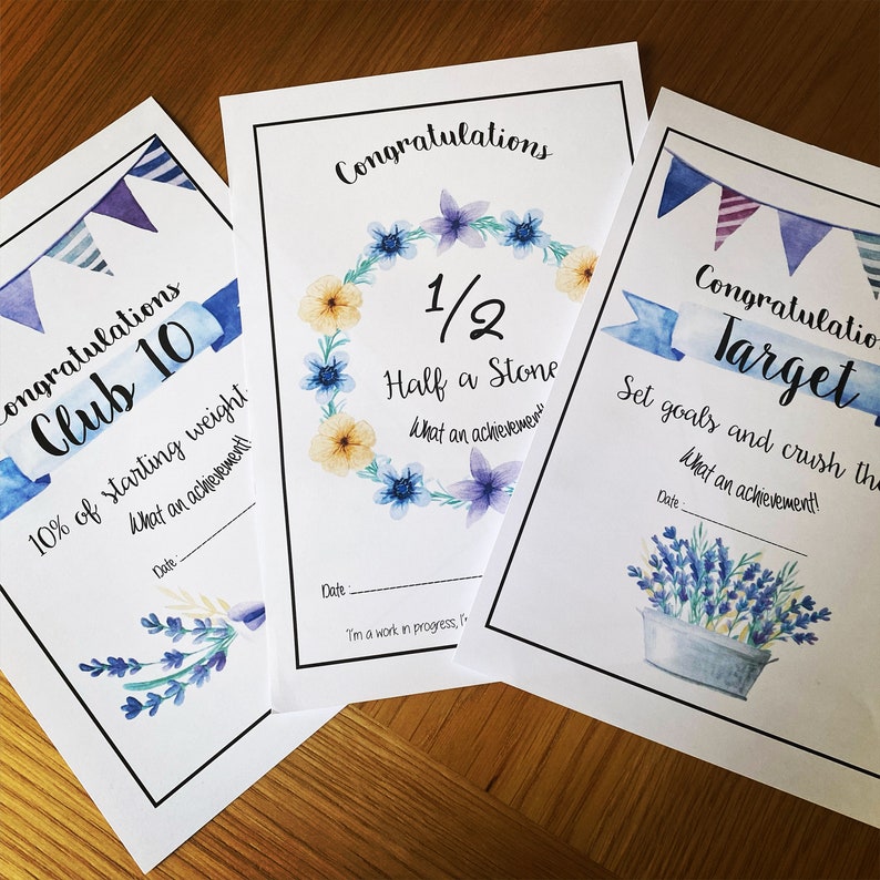 Weight loss Print at home Certificates 1/2 Stone 10 Stone - Etsy Polska