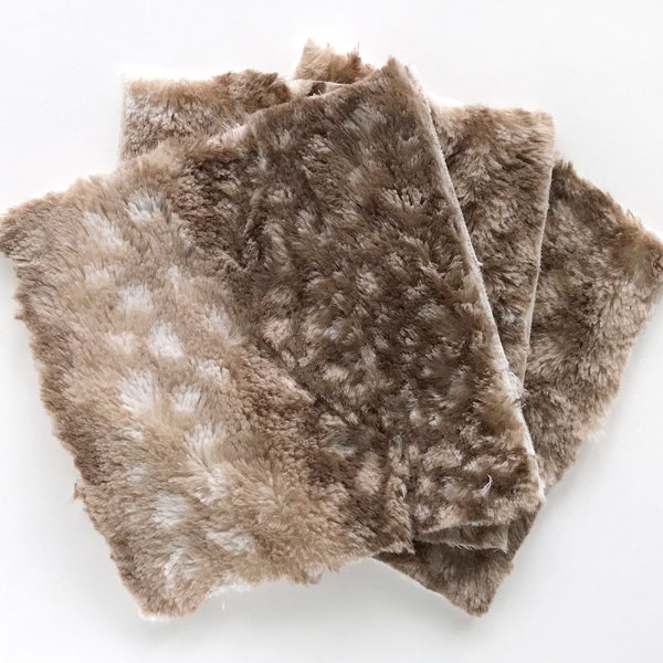 Faux Fawn Minky Luxe Fabric Squares, Shannon Minky Fabric Faux Fur, Cuddle Minky Fabric Scrap Bundle, Cappuccino Minky Fabric Remnants