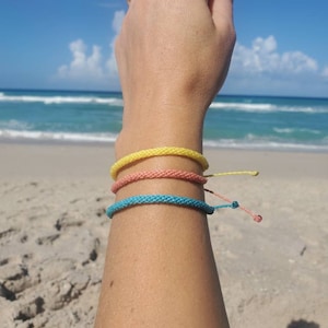 Braided Wax Cord Macrame Friendship Bracelet Adjustable - Solid - you choose - Waterproof - Beach - Surf