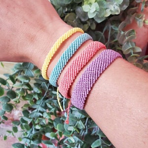 Flat Braided 1mm Wax Cord Macrame Friendship Bracelet Adjustable - Solid - you choose - Waterproof - Beach - Surf