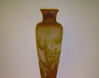 Very Rare / Unique Authentic and Exceptionally Large - Signed by Emile Galle Vase - Depicting Foliage