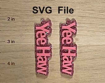 Yee Haw イヤリング SVG、二重構造、イヤリングテンプレート、カッティングマシンファイル（デジタルダウンロード）